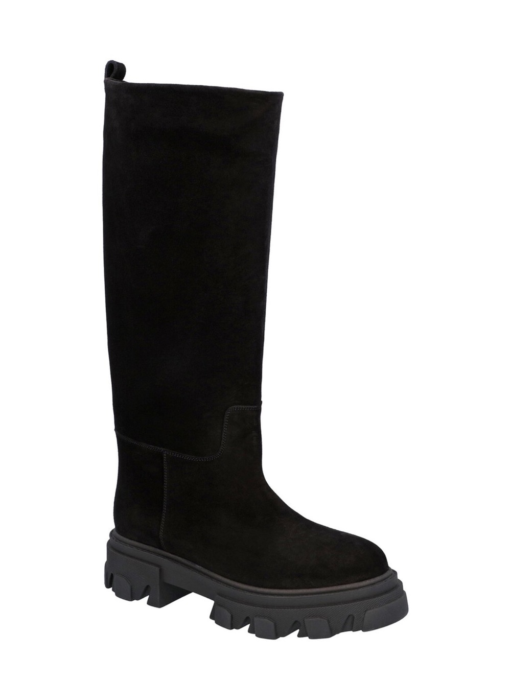 Gia Borghini Black Suede Knee-High Combat Boots